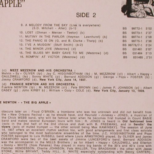 Mezzrow,Milton"Mezz" & Frank.Newton: The Big Apple, RCA Vol.56(741 046), F, 1972 - LP - Y2037 - 7,50 Euro