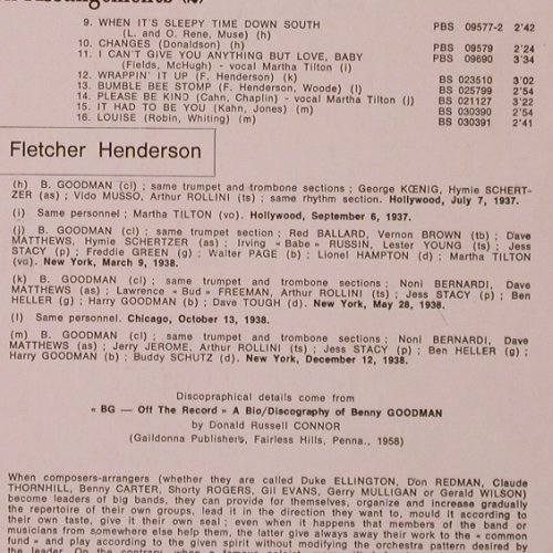 Goodman,Benny: Vol.6-Fletcher Henderson Arrangem.2, RCA(741.059), F, 1972 - LP - Y2203 - 7,50 Euro