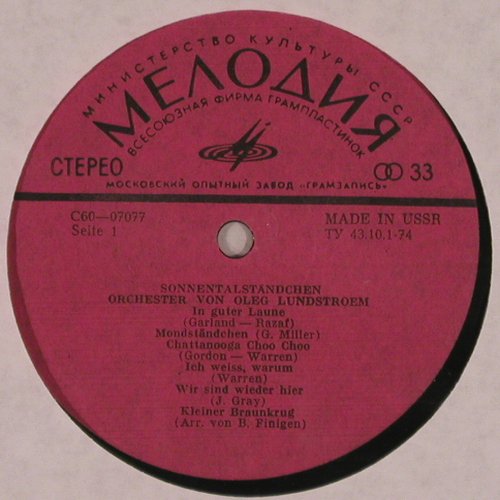 Lundström Orchester,Oleg: In The Mood, Glen Miller Sound, Melodia(C60-07077), UDSSR /DDR, 1978 - LP - Y220 - 7,50 Euro