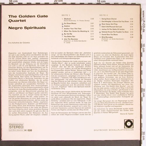 Golden Gate Quartet: Negro Spirituals, Deutscher Schallplattenc(H 026), D, woc,  - LP - Y2708 - 7,50 Euro