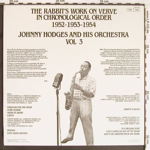 Hodges,Johnny & His Orch.: Vol.3-Rabbit's Work 1952-53-54, Verve (2304 449), F, Ri Typ: LP Best.-Nr.: Y2711 Preis: 9,00 Euro