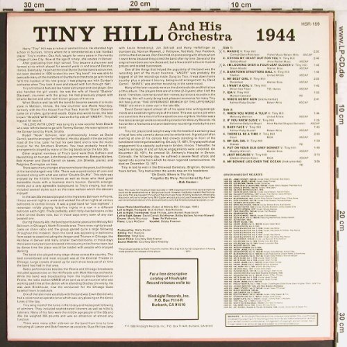 Hill,Tiny & his Orchestra: 1944, The Uncollected, Hindsight Records (HSR-159), US, 1980 Typ: LP Best.-Nr.: Y2859 Preis: 7,50 Euro