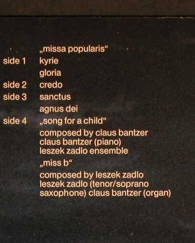 Bantzer,Klaus: Missa Populairs,Jazzmesse von , Foc, K.B. (66.28239), D (HH), 1982 Typ: 2LP Best.-Nr.: Y3344 Preis: 9,00 Euro