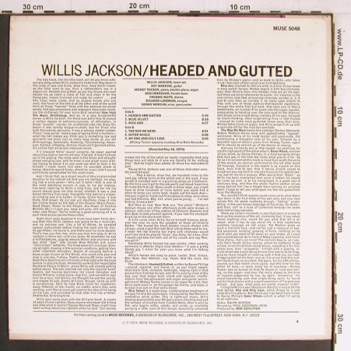 Jackson,Willis: Headed and Gutted, Muse Records (MUSE 5048), US, 1974 Typ: LP Best.-Nr.: Y3624 Preis: 12,50 Euro