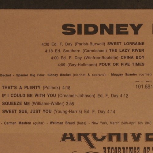 Bechet,Sidney: Archive of Jazz, Vol.16, Archive of Jazz (101.681), I, Ri, 1971 Typ: LP Best.-Nr.: Y3674 Preis: 7,50 Euro