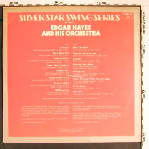 Hayes,Edgar & his Orch.: Swinging Jewels 1937-1939, MCA (6.22419 AK), D, m-/vg+, 1976 Typ: LP Best.-Nr.: Y4076 Preis: 5,00 Euro