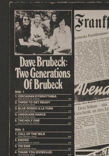 Brubeck,Dave: Two Generations of Brubeck, Atlantic Stern Ed. (40 537), D, m-/vg+, 1973 Typ: LP Best.-Nr.: Y4166 Preis: 7,50 Euro