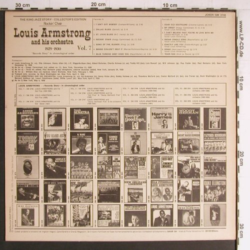 Armstrong,Louis & Orch.: Vol.7, 1929-30, Rockin'Chair, Joker (SM 3748), I, 1975 Typ: LP Best.-Nr.: Y4179 Preis: 7,50 Euro