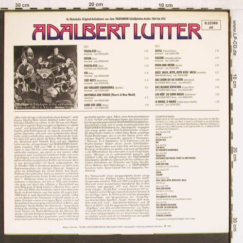 Lutter,Adalbert und s.Tanzorchester: Swing Tanzen Verboten (1934-1941), Telefunken(6.22389 AK), D, 1976 - LP - Y4573 - 7,50 Euro