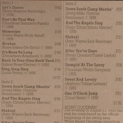 Goodman,Benny: Masters Of Swing Vol.6, Capitol (C 054-81 713), D Typ: LP Best.-Nr.: Y4728 Preis: 6,00 Euro