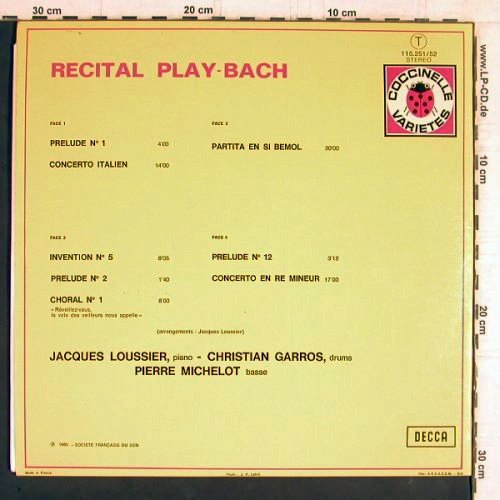 Loussier Trio,Jacques: Play Bach - Recital (1965), Foc, Decca(115.251/52), F, Ri, 1973 - 2LP - Y5514 - 9,00 Euro