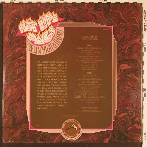 Hot Lips Page: Feelin' High & Happy, FS-New, RCA (LPV-576), US, 1971 Typ: LP Best.-Nr.: Y585 Preis: 12,50 Euro
