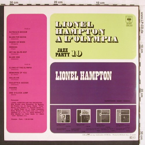 Hampton,Lionel: Lionel Hampton a L'Olympia(1956), CBS(Jazz Party 10) (52 037), NL,Ri,Live Typ: LP Best.-Nr.: Y6028 Preis: 7,50 Euro