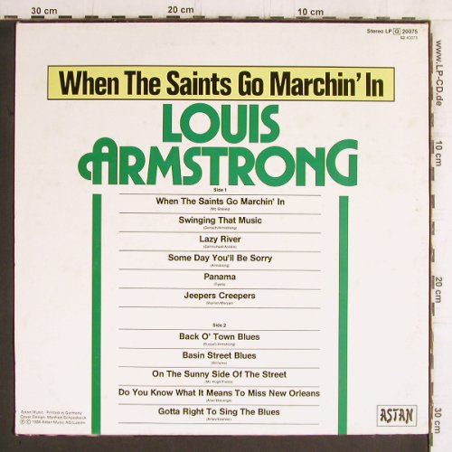 Armstrong,Louis: When The Saints Go Marchin' In, Astan (20075), D,m /vg+, 1984 Typ: LP Best.-Nr.: Y6111 Preis: 5,00 Euro