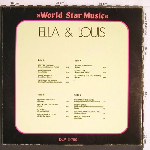 Fitzgerald,Ella & Louis Armstrong: Same - World Star Music,Foc, m-/VG+, Jazz Line (DLP 2-790), EEC Typ: 2LP Best.-Nr.: Y6152 Preis: 6,00 Euro