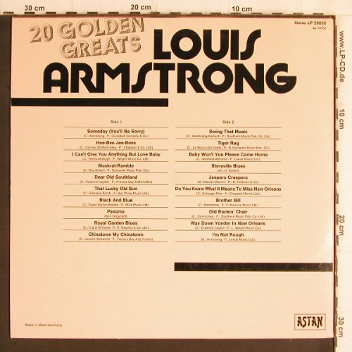 Armstrong,Louis: 20 Golden Greats (hist.rec.), Astan (20056), D Typ: LP Best.-Nr.: Y6153 Preis: 6,00 Euro