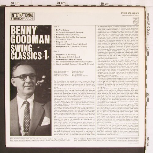 Goodman,Benny: Swing Classics 1,Teddy Wilson, Live, Philips (870 000 BFY), NL, 1968 Typ: LP Best.-Nr.: Y6200 Preis: 9,00 Euro