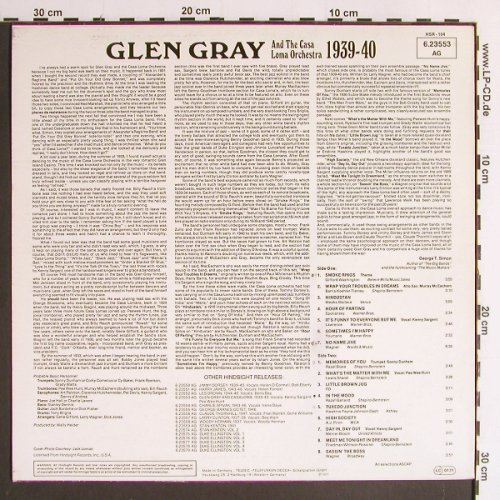 Gray,Glen & Casa Loma Orch.: The Uncollected 1939-1940, woc, Decca (6.23553 AG), D, vg+/m-, 1977 Typ: LP Best.-Nr.: Y6479 Preis: 6,00 Euro