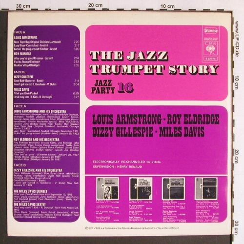 V.A.The Jazz Trumpet Story: Jazz Party Vol.16, 10 Tr., CBS(S 52975), NL, 1972 - LP - Y6568 - 7,50 Euro