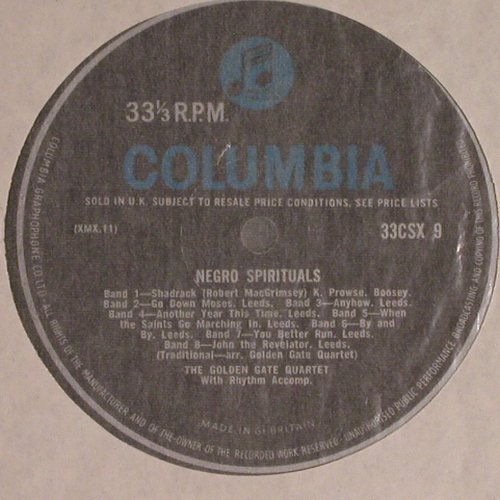 Golden Gate Quartet: Negro Spirituals, Columbia, UK, 1957 Typ: LP Best.-Nr.: Y6945 Preis: 7,50 Euro