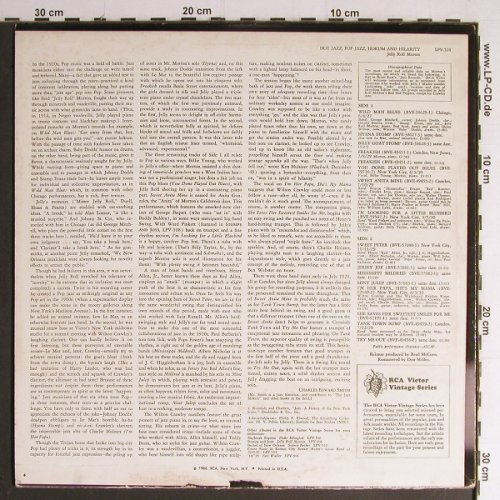 Morton,Jelly Roll: Hot Jazz,Pop Jazz, Hokum & Hilarity, RCA, Mono(LPV-524), US,m-/VG+,  - LP - Y7029 - 5,00 Euro