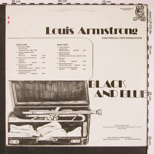 Armstrong,Louis: Black And Blue, m-/vg+, woc, Koala (AW 14123), US, 1979 Typ: LP Best.-Nr.: Y743 Preis: 7,50 Euro
