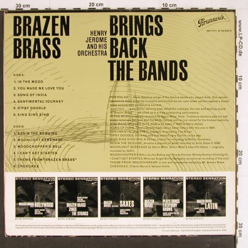 Jerome,Henry & His Orchestra: Brazen Brass-Brings Back The Bands, Brunswick (267 071), D, 1962 Typ: LP Best.-Nr.: Y7633 Preis: 12,50 Euro