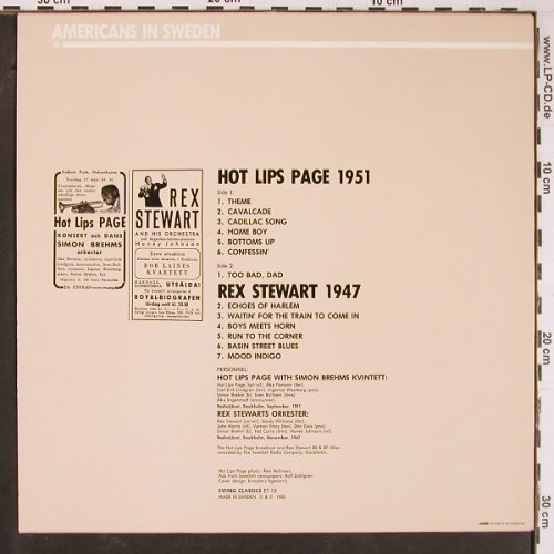 Hot Lips Page / Rex Stewart: Same, 1951 / 1947, m-/vg+, Swing Classics (ET 13), S, 1985 Typ: LP Best.-Nr.: Y769 Preis: 7,50 Euro