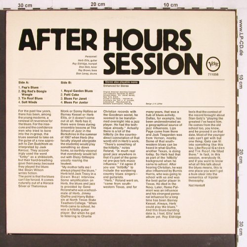 After Hours Session: Ellis,H./Eldridge/Getz/Brown/Levy, Verve (711 056), D,m-/vg+, 1957 Typ: LP Best.-Nr.: Y7880 Preis: 9,00 Euro