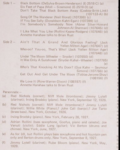 Hanshaw,Annette: Sweetheart of the Twenties, Halcyon (HAL 5), UK, Mono, 1970 Typ: LP Best.-Nr.: Y7974 Preis: 9,00 Euro