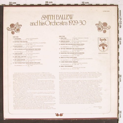 Ballew,Smith  and his Orchestra: 1929-30, m-/vg+, Lyric (3301), CDN, woc, 1977 Typ: LP Best.-Nr.: Y7977 Preis: 9,00 Euro