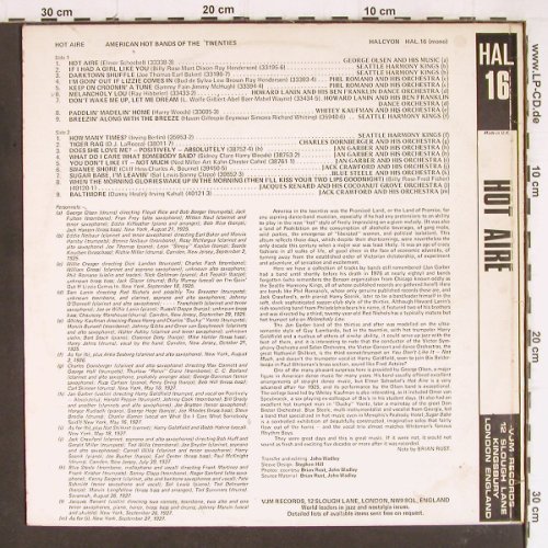 V.A.American Hot Bands of the: Twenties, George Olsen...J.Crawford, Halcyon(Hal 16), UK, m-/vg+,  - LP - Y8019 - 6,00 Euro