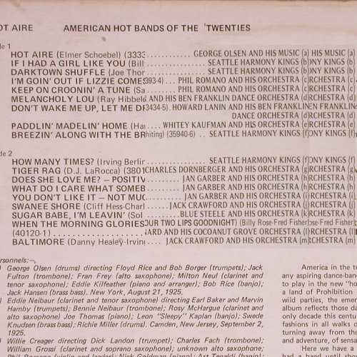 V.A.American Hot Bands of the: Twenties, George Olsen...J.Crawford, Halcyon(Hal 16), UK, m-/vg+,  - LP - Y8019 - 6,00 Euro