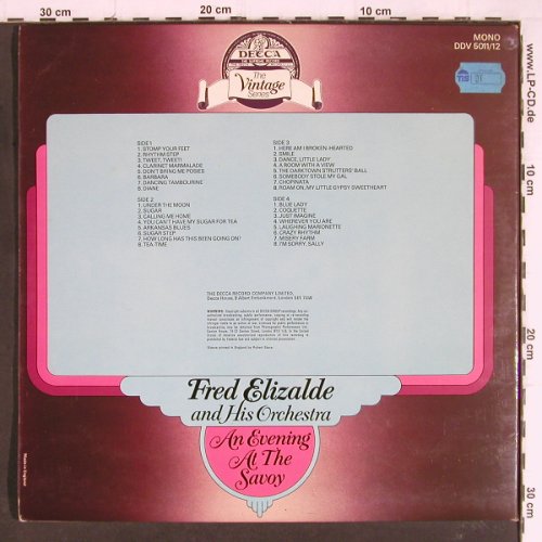 Elizalde,Fred  and his Orchestra: An Evening at the Savoy,Foc, Decca (DDV 5011/12), UK,vg+/vg+, 1978 Typ: 2LP Best.-Nr.: Y8021 Preis: 9,00 Euro