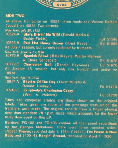 Georgia Melodians: Vol.2 -  1924-1926, Retrieval (FG-405), UK, 1977 Typ: LP Best.-Nr.: Y8023 Preis: 7,50 Euro