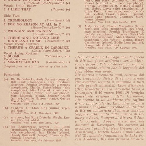 Beiderbecke,Bix  w.Trumbauer'sOrch: Really the Jazz-Bix&Tram 1929 plus, Parlophone (C 054-04557), I, Mono Typ: LP Best.-Nr.: Y8051 Preis: 7,50 Euro