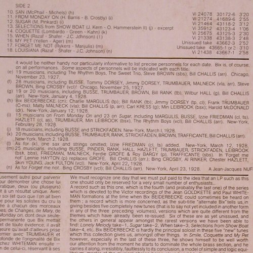 Beiderbecke,Bix: The B.B.Legend Vol.4,26-38,vg+/vg+, RCA Vol.90 (741.093), F, woc Typ: LP Best.-Nr.: Y8054 Preis: 6,00 Euro
