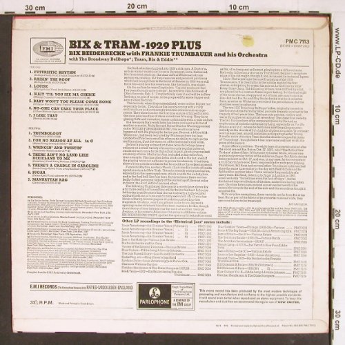 Beiderbecke,Bix  w.Trumbauer'sOrch.: Bix and Tram -1929 Plus, EMI Parlophone (PMC 7113), UK,vg+/vg+ Typ: LP Best.-Nr.: Y8055 Preis: 7,50 Euro