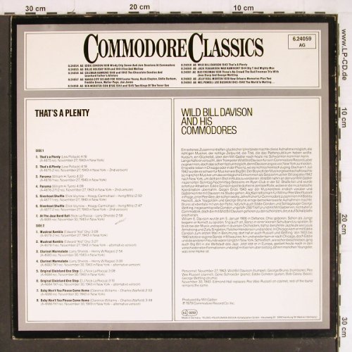Davison,Wild Bill: That's A Plenty - 1943, Commodore (6.24059 AG), D, m-/vg+, 1979 Typ: LP Best.-Nr.: Y8087 Preis: 6,00 Euro