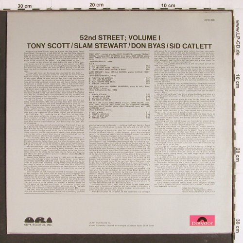 V.A.52nd Street;Vol.1: Tony Scott... Sarah Vaughan, Mono, Polydor/ONYX(2310 326), D,m-/vg+, 1973 - LP - Y8090 - 6,00 Euro