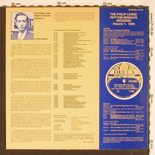 Lewis,Philip: Rhythm Maniacs Session Vol.1,1929, Retrieval(FG-410), UK, 1987 - LP - Y8098 - 9,00 Euro