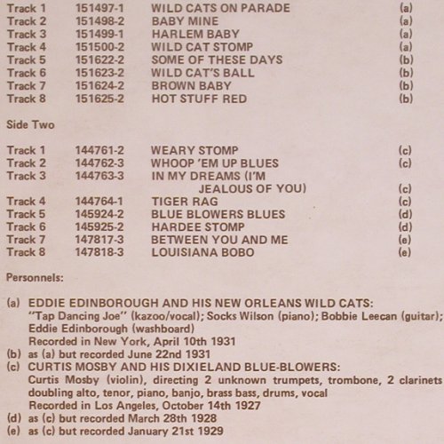 New Orleans Wild Cats/Curtis Mosby: &Dixieland Blue Blowers, VJM(VLP 38), UK, Ri, 1974 - LP - Y8156 - 7,50 Euro