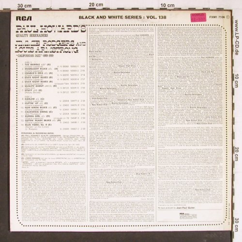 Howard,Paul  Quality Serenaders: Jimmie Rodgers and L.Armstrong, RCA Vol.138 (FXM1 7106), F Typ: LP Best.-Nr.: Y8158 Preis: 7,50 Euro