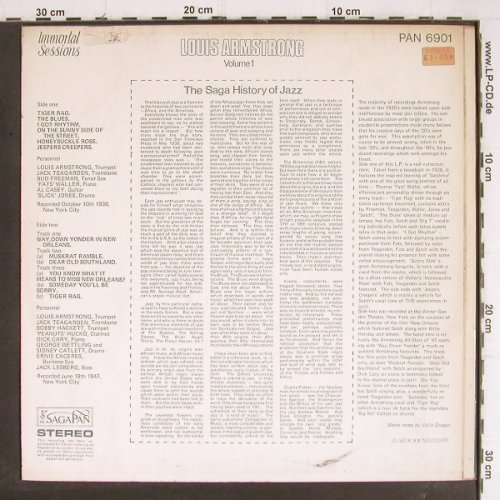 Armstrong,Louis: Immortal Sessions Vol.1, vg+/vg+, SagaPan (PAN 6901), UK, 1971 Typ: LP Best.-Nr.: Y8221 Preis: 7,50 Euro