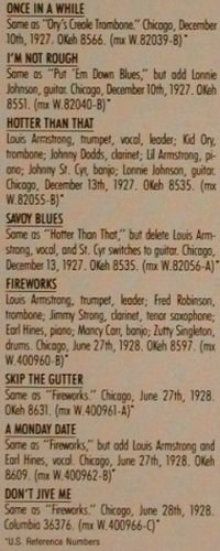 Armstrong,Louis: The Hot Fives & Hot Seven, Vol.3, CBS (CBS 465 189), D, Ri, 1989 Typ: LP Best.-Nr.: Y8236 Preis: 6,00 Euro