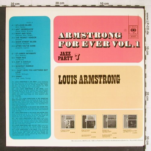 Armstrong,Louis: For Ever Vol. 1-Reihe Jazz Party 7, CBS (CBS 52 027), NL Typ: LP Best.-Nr.: Y8240 Preis: 6,00 Euro