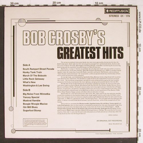 Crosby,Bob: Greatest Hits, Rediffusion (01-179), UK, 1974 Typ: LP Best.-Nr.: Y8252 Preis: 6,00 Euro