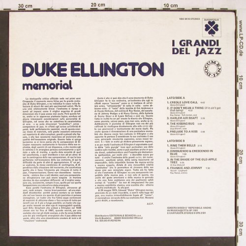 Ellington,Duke: Memorial (I Grandi del Jazz), Quadrifoglio (VDS 9410), I, 1976 Typ: LPQ. Best.-Nr.: Y8281 Preis: 7,50 Euro