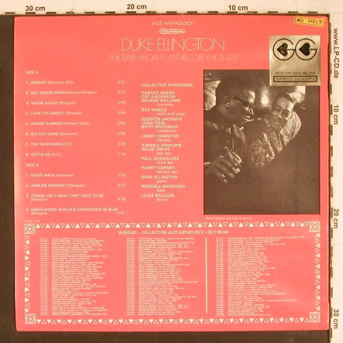 Ellington,Duke: Rare Broadcast Recordings 1951, Musidisc (20 JA 5209), F, 1977 Typ: LP Best.-Nr.: Y8282 Preis: 9,00 Euro