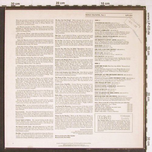 Manone,Wingy: Vol.1, Muster-Stol&Stol,Laufzettel, RCA Victor(LPV-563), US, Mono, 1969 - LP - Y8290 - 9,00 Euro